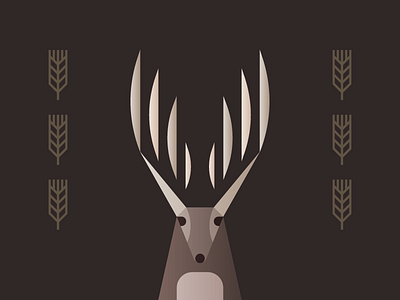 Whitetail deer antlers buck deer field harvest icon illustration nature stag wheat whitetail