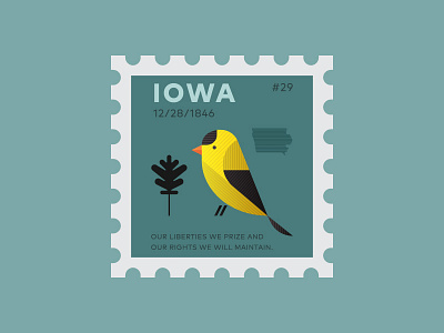 Iowa stamp beak bird finch iowa nature postage stamp usa wing