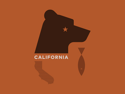 California bear california fish icons illustration logo state symbol usa