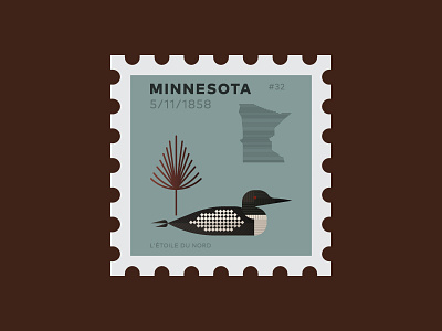 Minnesota stamp bird loon midwest minnesota nature pine needles pine tree stamp