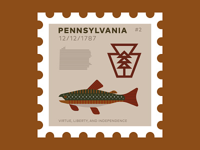 Penn 2 america fish fishing illustration keystone pennsylvania stamp symbol trout usa