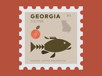 Georgia 2 bass fish georgia illustration leaf logo mark peach south stamp symbol typography