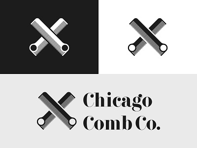 Chicago Comb Company barber brand branding combs grooming icon identity logo mark symbol typography x