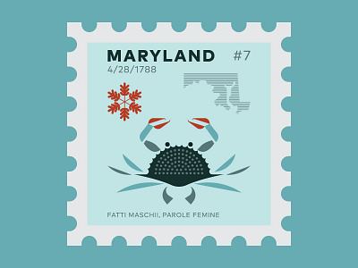 Maryland stamp clean crab icon illustration leaf logo maryland modern nature postage stamp symbol