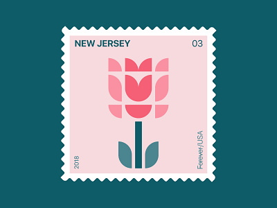 New Jersey Stamp flower icon illustration logo nature new jersey philately postage symbol tulip usa