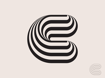 Letter C c logotype swirls typography