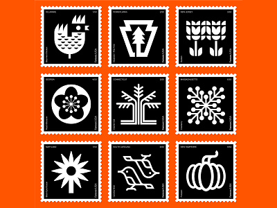State Stamps bird icon illustration logo mark nature postage stamp symbol typography