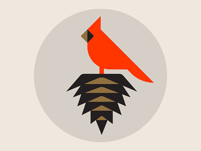 Cardinal Pinecone bird cardinal cedar illustration nature pinecone sequoia symbol winter