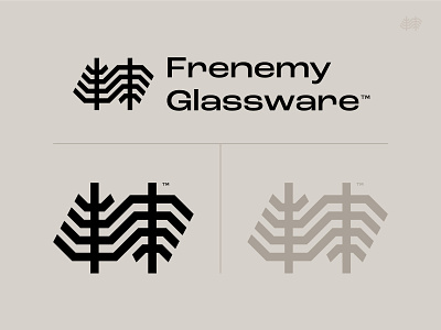Frenemy Glassware_dribbble beer beer glass glass glassware identity nature symbol trademark tree