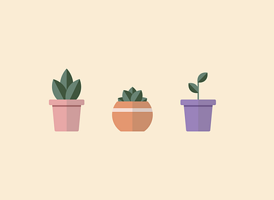 Plants in Pots design flat flower illustration illustrator leaf minimal modern pastel plant pot succulent vector