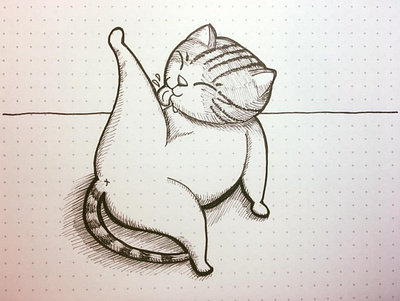 cat's delicious leg cats design hand drawn illustration kitty illustration