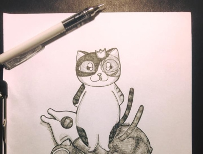 king of kids cats design hand drawn illustration kitty illustration