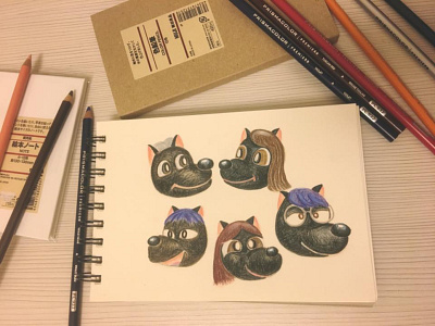 how to draw many black dogs w/ prismacolor blackdog design hand drawn illustration prismacolor