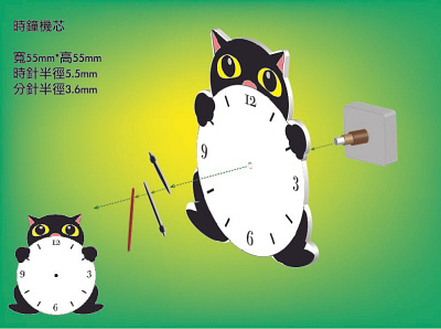 kitty clock clock design illustration