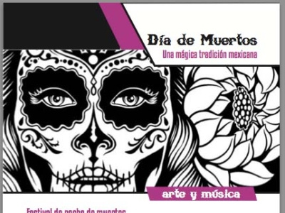 parte delantera de flyer para dia de muertos, diseño editorial