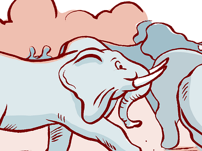 Running Rampant comic elephant illustration running zoo