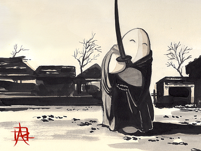 More Release Art on the Way black and white illustration ink wash katana