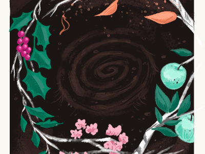 Color comp for tarot deck branches flowers illustration leaves plants seasons tarot