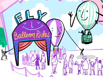 Balloon Rides for Everyone!! art balloon comic cute drawing graphic illustration line