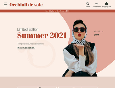 Minimal Fictitious Sunglasses Website design webdesign
