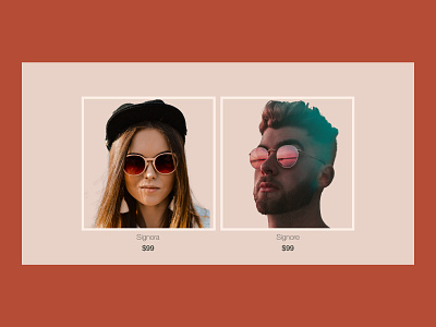 Minimal Sunglasses webdesign section