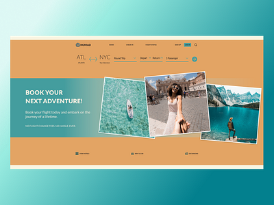 Nomad Airlines (Fictitious Airline Design Challenge) design minimal ui webdesign
