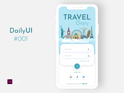 DailyUI #001 app app design category app dailyui design interface mobile mobile app mobile ui travel app traveling ui xd design