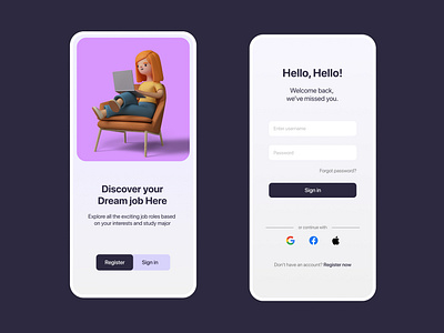 Onboarding Screen UI Concept- Mobile app.