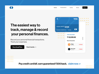 Hero Section- Personal finances website. graphic design hero section landing page ui ui design ux design web design