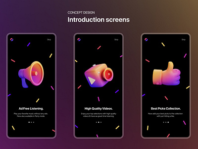 Introduction screens: Concept design