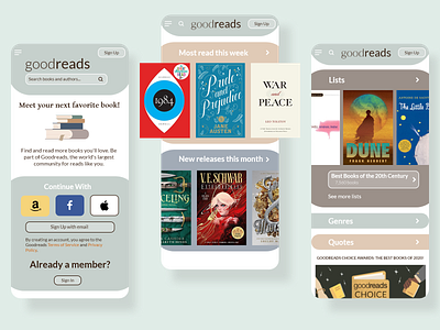 Goodreads Mobile Website Redesign Concept design interface design mobile design redesign ui uiux website design