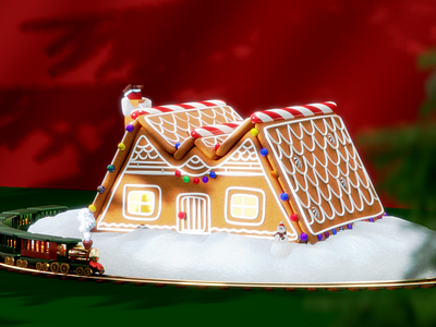 Merry Christmas! 🎄✨ 3d 3d art character design christmas colourful ginger bread gingerbread cookie gingerbread house holidays illustration