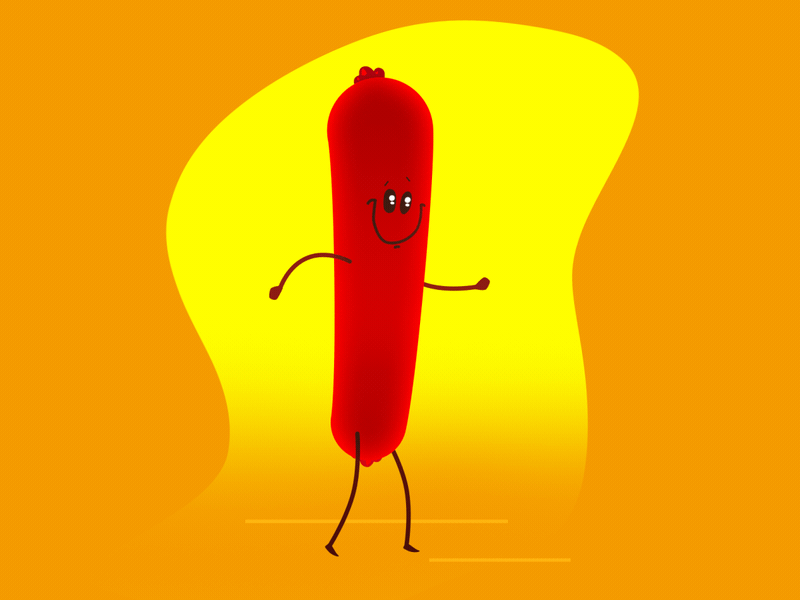 Rolling into the weekend like... animation character design cute dance hot hotdog strut walk warm
