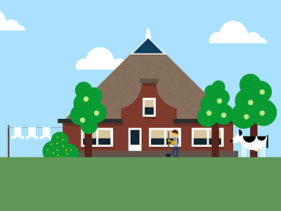 Illustration style concept farm housing illustration vector