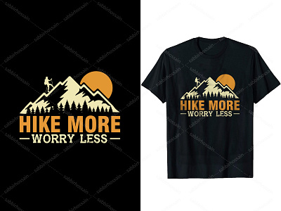 Hike more worry less Hiking t-shirt Design amazing t shirt design appearel custom t shirt design design hiking illustration logo mountains t shirt design portfolio typography t shirt design ui vector t shirt design