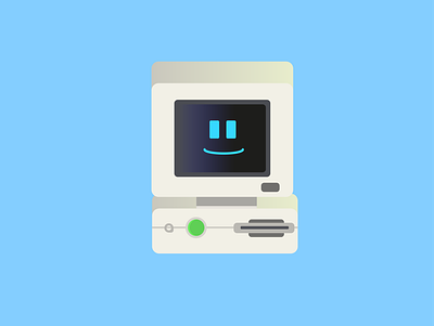 an old Dell pc design flat icon illustration minimal vector