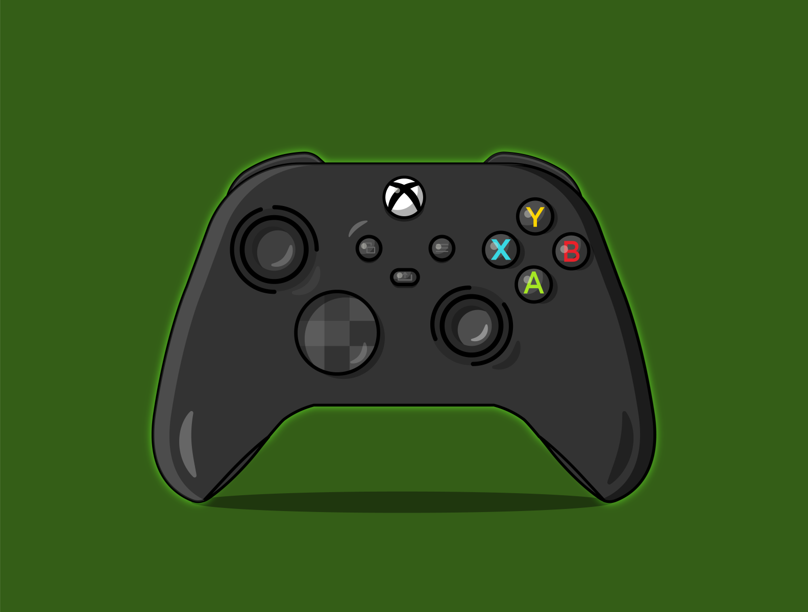 Xbox controller design flat game art gamer illustration microsoft minimal vector xbox