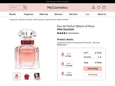 Product Page - Fragrance e commerce shop ecommerce ecommerce design product card product page