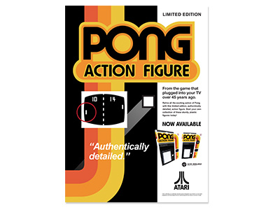 The Limited Edition PONG Action Figure - Promo Poster action figure atari limited edition package package design pong poster promo promo poster retro tribute video game