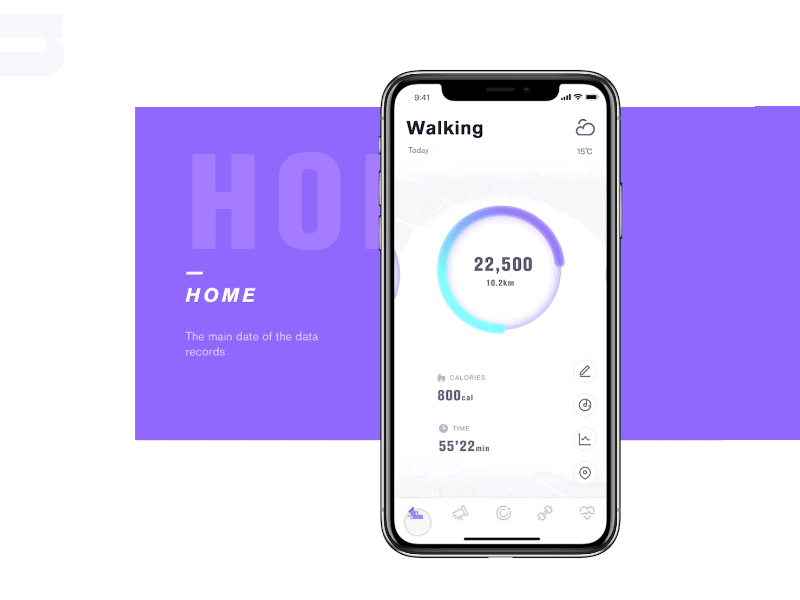 Exercise type app main page movement
