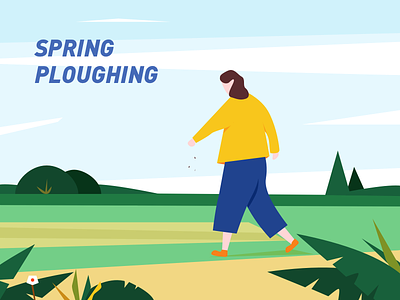 Spring ploughing character animation landscape sketch spring