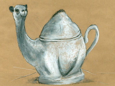 Tea in the Sahara art cartoon charcoal creature design
