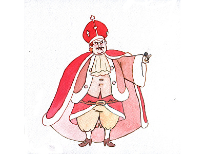 His Highness aquarelle cartoon cartoon character character design editorial illustration illustration king monarch royalty watercolor