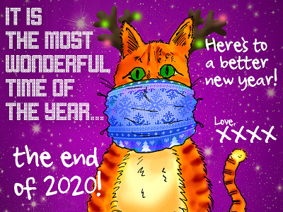 Happy Holidays! 2020 2021 cat character design christmas card colorful design feline greeting card happy new year 2021 holiday card illustration