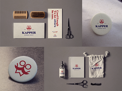 Kapper Brand Identity barber logo barbershop branding illustration logo concept logo design logo mark minimal packaging stationery design visual identity براندينج