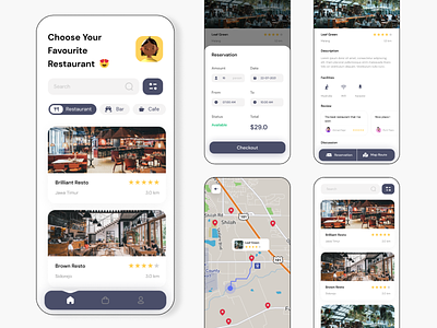 Booking Restaurant App app app design booking design figma illustration typography ui ux