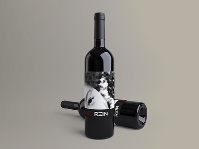 red rein label mockup photoshop product package wine