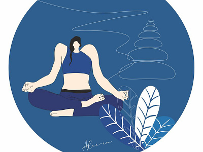 Reflections Yoga character design draw illustration minimal ui