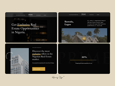 Prime Realty (Real Estate Website design) black and gold black and gold design company website corporate website dark theme dark website real estate real estate website ui uiux web design website design