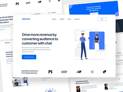 WithChat - SaaS Landing Page for Live Chat Platform app branding design illustration landing page landingpage minimalist saas saas platform ui uiux ux uxui web webdesign